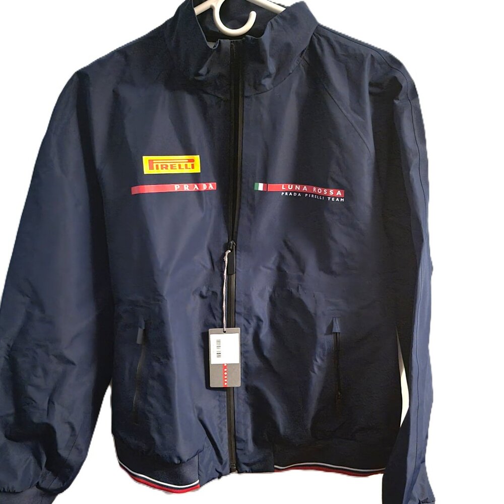 NWT! Prada Pirelli Unisex Navy Full-Zip Bomber Windbreaker - IT48/USM